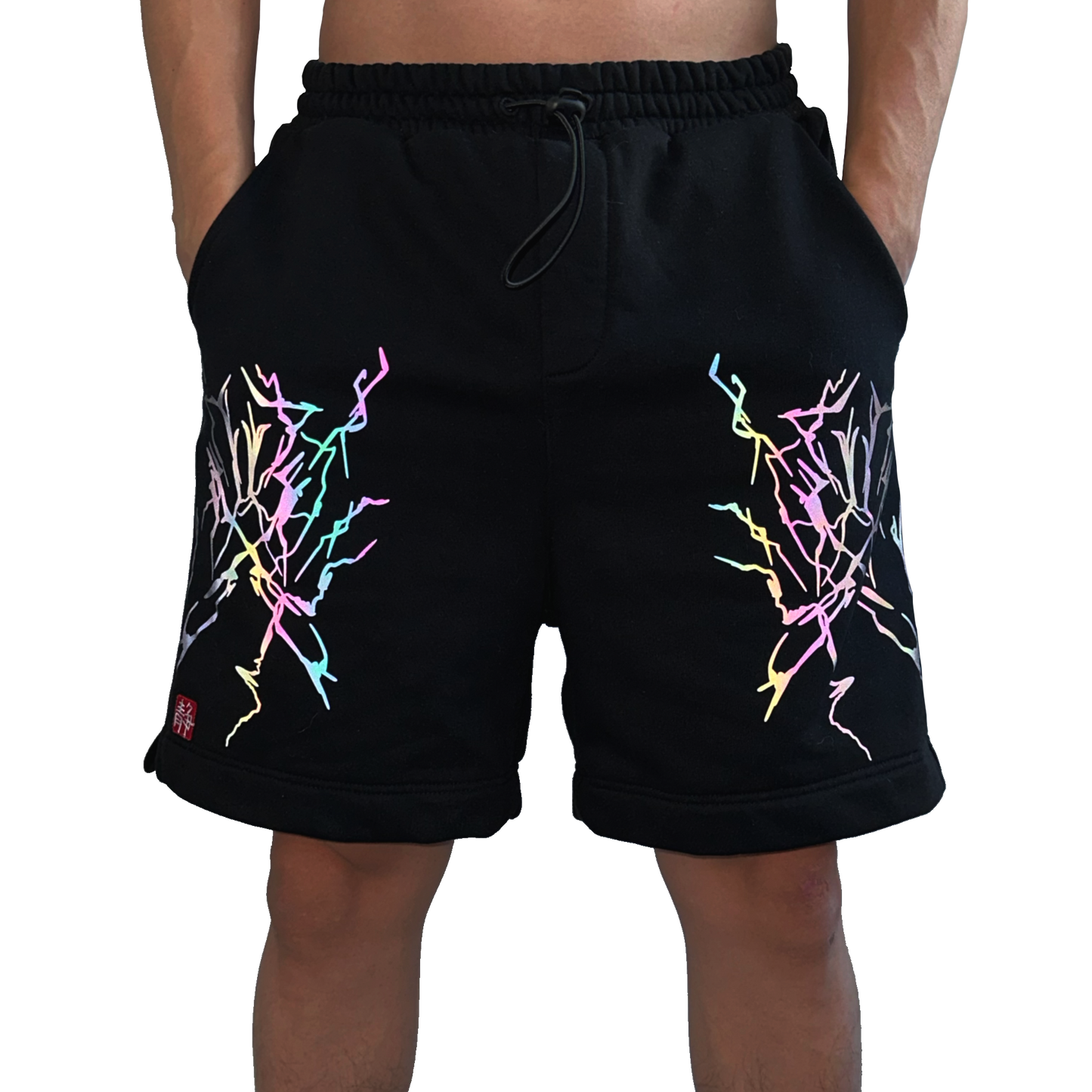 Black 'Hollow Purple' Reflective Cotton Shorts