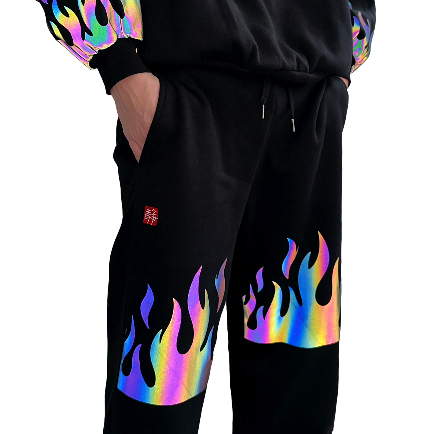 Black 'Amaterasu' Reflective Sweatpants