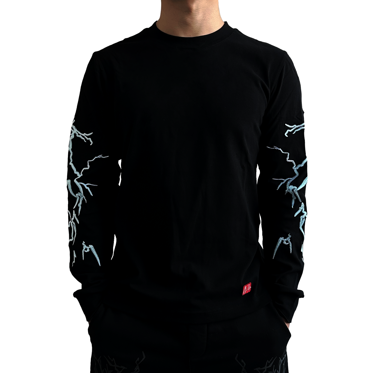 Black 'Lightning' Embroidered Undershirt