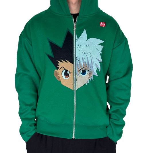 Green 'HXH' Fleece Zip-Up Hoodie
